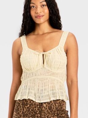 Future Collective Cream / Beige Flowy Gathered Corset Tank Too